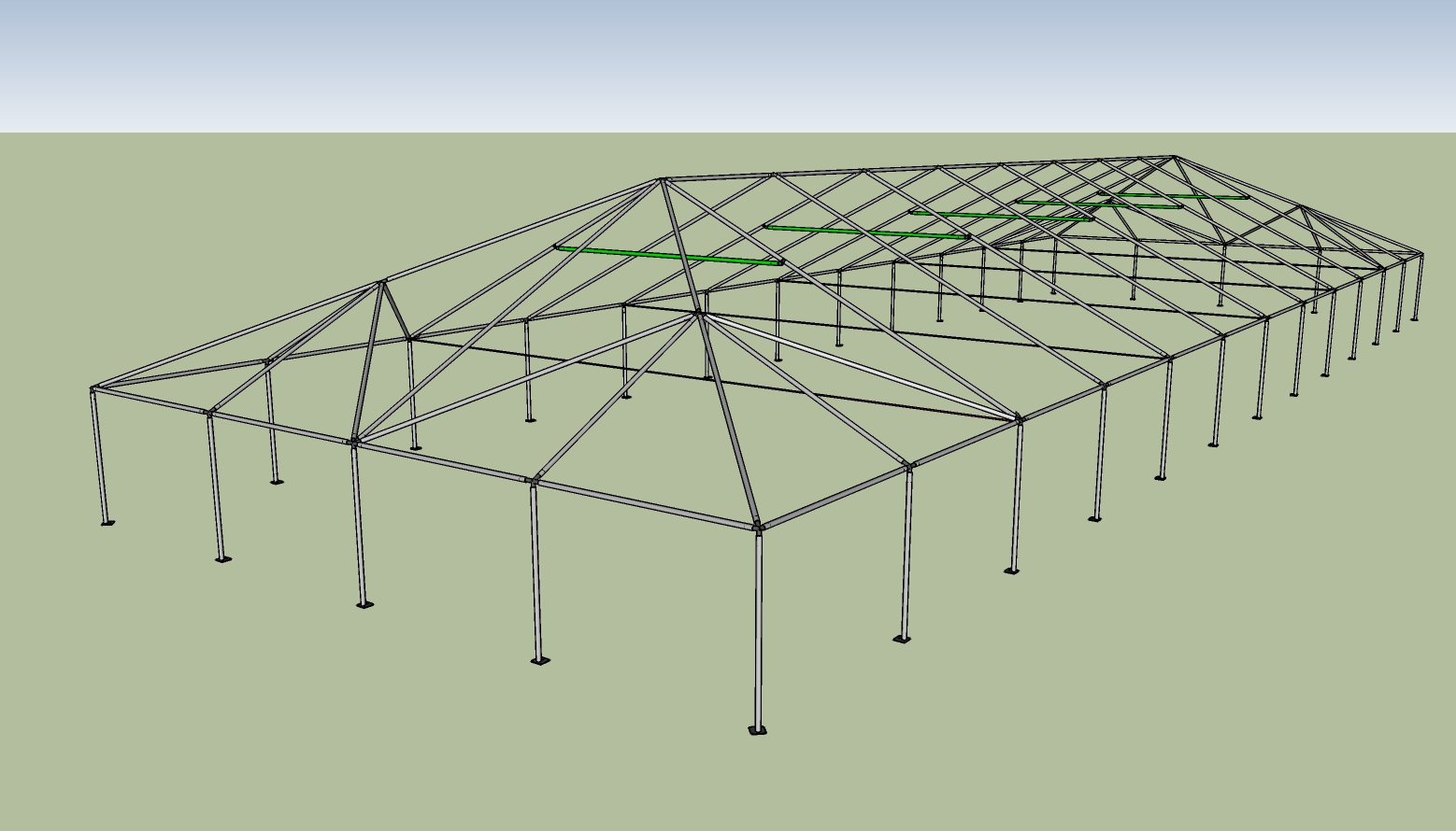 40x120 frame tent End View